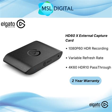 Elgato HD60 X External Capture Card - Input - HDMI ; Output; HDMI up to up to 4K60; capture up to 1080p60